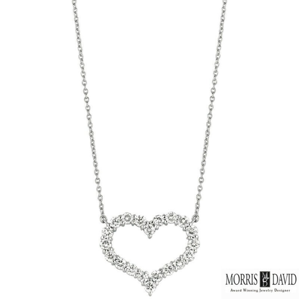1.50 Carat Natural Diamond Heart Necklace 14k Whit